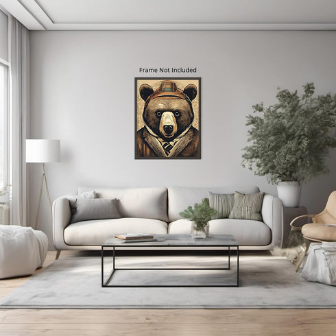 Posterizer 1 pcs-angry bear in work clothes-abstract art 1-Art for Animal Lovers-Abstract & Modern Art-Decor for Home & Office- unframed wall art...