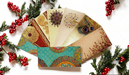 Shagun Envelope Money Envelopes for Cash Pack of 12 | Fancy Gold & Silver Foil Design | Money Holder Gift Packet | Assorted Colour Designs Wedding...
