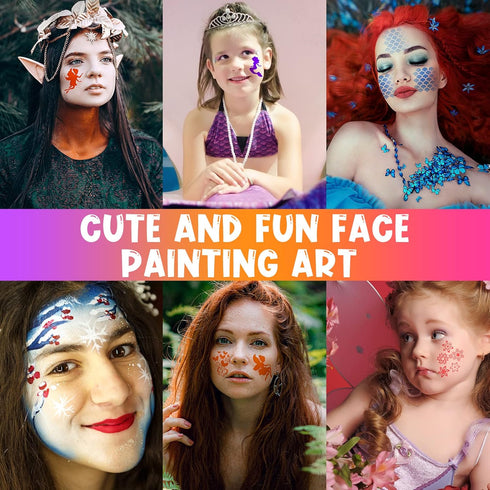 Chinco 24 Pieces Face Paint Stencils Face Body Painting Stencils Tattoo Painting Templates Face Tracing Stencils for Kids Holiday Halloween Makeup...