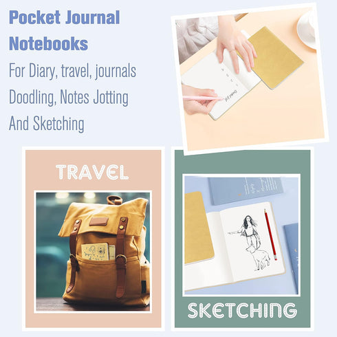48 Pack Unlined Kraft Notebooks, Soft Cover Sewn Diary Memo Pad for Travelers, Students and Doodlers, (48 pages, 4” x 5.7”)...