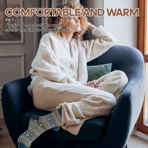 5 Pairs of Women's Wool Socks, Warm Vintage Wool Socks, Thick Soft Knit Wool Socks, Winter Fashion Wool Socks for Everyone (5-9 Years Old)...