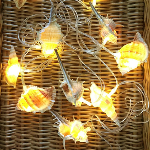 Starryfill Ocean Real Conch 10 LED String Lights 9.0Ft Waterproof Battery Operated Warm White with Timer for Beach Themed Indoor Covered Outdoor B...