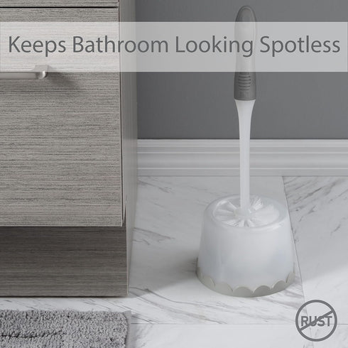 Bath Bliss Deluxe Toilet Bowl Brush and Stand | Dimensions: 5.37” Rd x 15” | 360 Brush Head | Bathroom Cleaning | Contemporary Design | Open Holde...