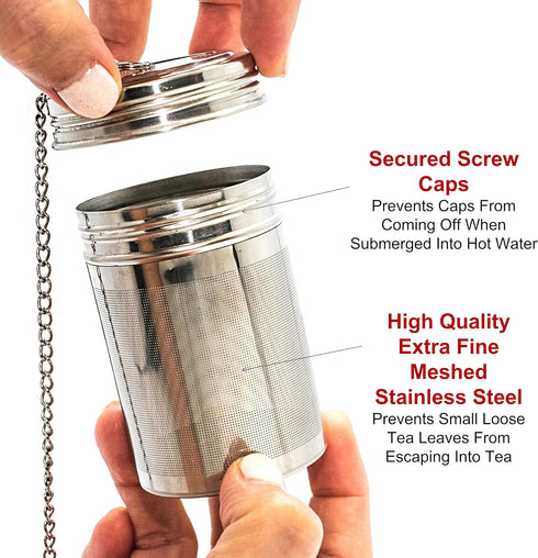 URBAN ESCAPE Tea Steeper For-Loose Tea Leaf (2 PACK-LARGE for Teapot/Kettle & SMALL for Mug/Cup 20oz) Tea Infuser Tea Diffuser Extra Fine Mesh Sta...