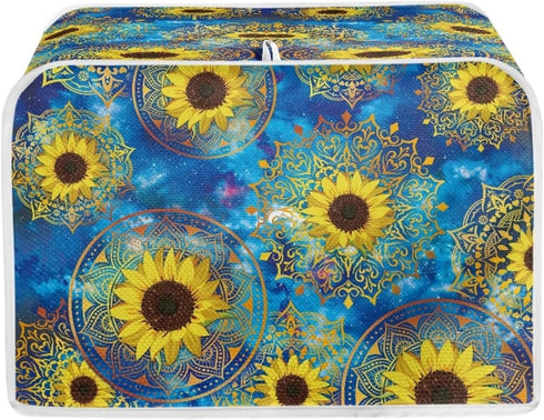Sunflower Print Toaster Cover 2 Slice Wide Slot Decorative Accessories for Kitchen, Boho Mandala Flower Small Appliance Covers Anti Fingerprints O...