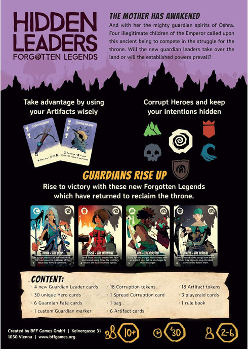 BFF Games Hidden Leaders: Forgotten Legends Expansion - New Factions & Abilities, Fantasy Game, Strategy Game for Kids and Adults, Ages 10+, 2-6 P...