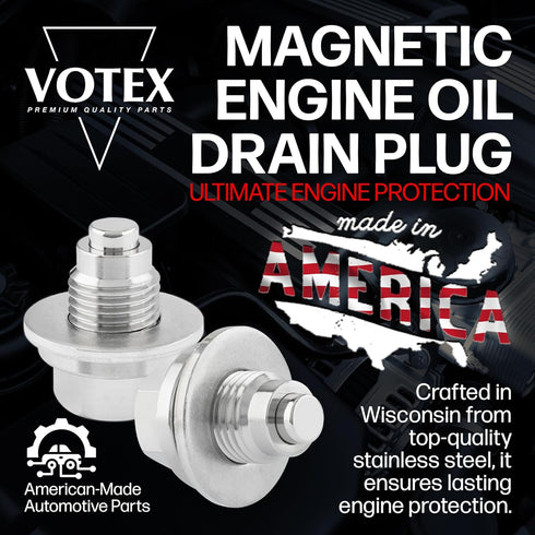 Votex - Made In USA - M12 X 1.25MM Magnetic Engine Oil Drain Plug fits Infiniti, Lexus, Nissan, Toyota - Stainless Steel - Part Number DP006...