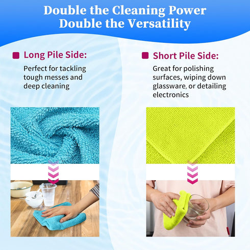 FIXSMITH Microfiber Cleaning Cloth - Pack of 12, Multi-Functional Cleaning Towels, Size: 12 x 16 in, Highly Absorbent Cleaning Rags, Lint-Free, St...