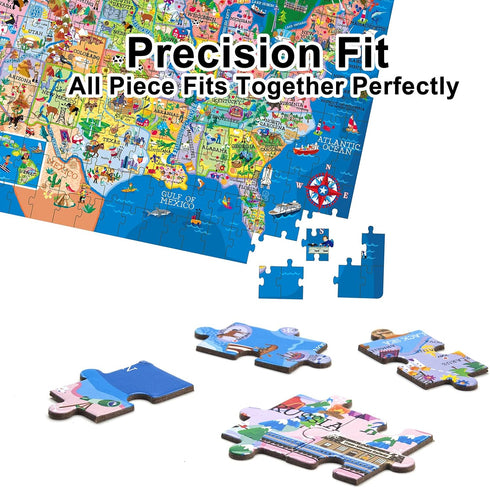 USA Map Puzzle for Kids - 200 Piece United States Puzzle - 50 States with Capitals for Kids Ages 4 and Up, America Jigsaw Puzzle Children’s Geogra...