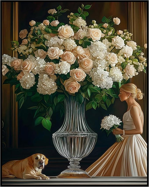 Posterizer 1 pcs-lush arrangement of roses and wild flowers 3-Floral & Botanical Art Gift for Art Lovers Decor for Home & Office- unframed wall ar...