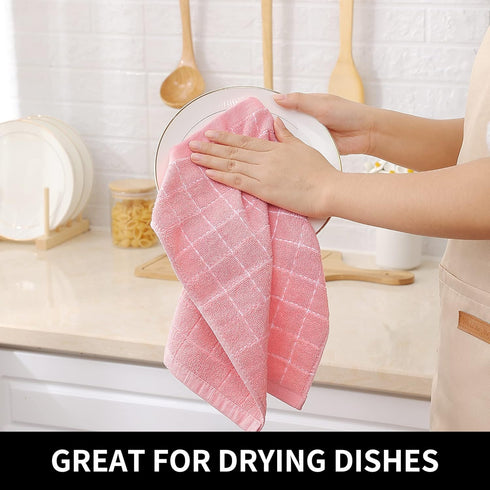 Homaxy 100% Cotton Terry Kitchen Dish Cloths, Ultra Soft and Absorbent Dish Towels for Kitchen, Suitable for Drying and Washing Dishes, 6 Pack, 12...