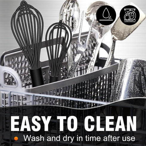 Walfos Silicone Whisk, 7+9in Small Silicone Whisk,BPA FREE,Mini Whisks for Non-Scratch Cookware, Perfect for Whisking, Beating, Blending, Frothing...