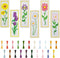 FREEBLOSS 6 Set Cross Stitch Bookmark Kit Cross Stitching Bookmark Vivid Flowers Designed Stamped Embroidery Bookmark with Instruction Cross Stitc...