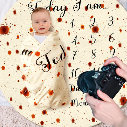 Burrito Tortilla Blanket Baby Stuff Gifts Burritos Tortilla Baby Milestone Blanket Swaddle Blankets Shower Baby Pizza Taco Flannel Wrap Wearable f...