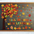 123 PCS Fall Classroom Tree Decorations Maple Leaves Bulletin Board Cutouts Fall in Love with Learning Decors Autumn Party Supplies with Glue Poin...