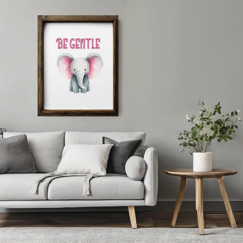 Posterizer 1 pcs-be gentle-cute elephant quote-Kids Room Art-Motivational & Inspirational Art-Gift for Daughter, Son, Kids-decor for nursery toddl...