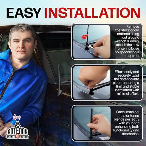 AntennaMastsRus - The Original 6 3/4 Inch fits Nissan Titan (2019-2022) - Car Wash Proof Short Rubber Antenna - Internal Copper Coil - Premium Rec...
