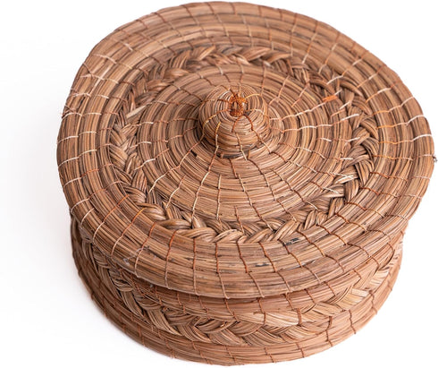 Authentic Mexican Tortilla Warmer Basket - Pine Needle Handwoven with Handloomed Cloth (Natural 7" w cloth)...