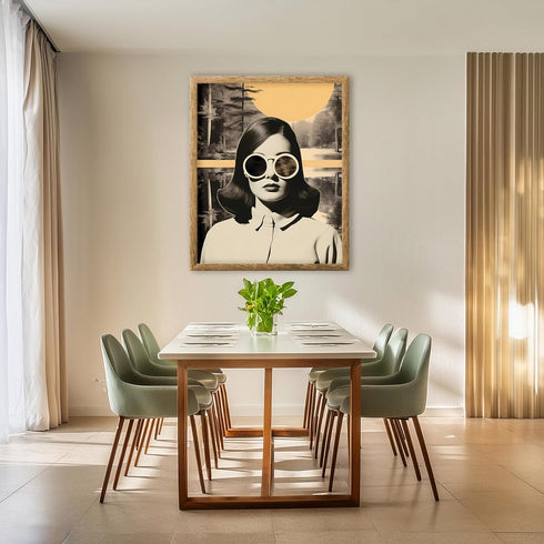 Posterizer 1 pcs-vintage woman peaceful landscape collage-Retro Art-Abstract & Modern Art-Gift for Art Lovers- UNFRAMED Wall Art...