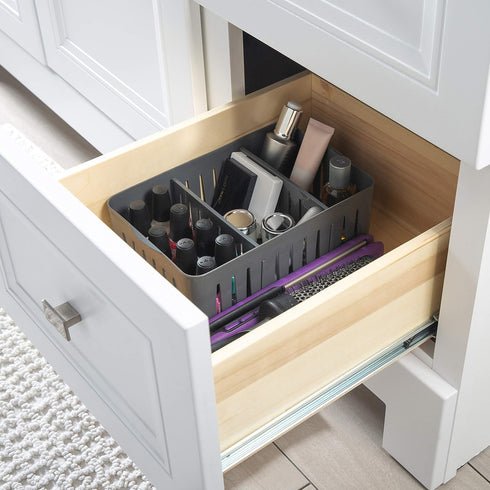 Simplify 3 Compartment Stackable Bin with Adjustable Dividers | Drawer Organizer | Storage Basket | Good for Office | Desk Supplies | Dorm | Bathr...