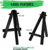 U.S. Art Supply 5" Mini Black Wood Display Easel (Pack of 12), A-Frame Artist Painting Party Tripod Easel - Tabletop Holder Stand for Small Canvas...