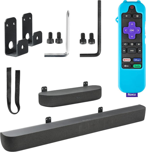Wall Mount Bracket for Roku Streambar,Roku Smart Soundbar, Sturdy Soundbar Holder for Roku, with Silicone Remote Cover...