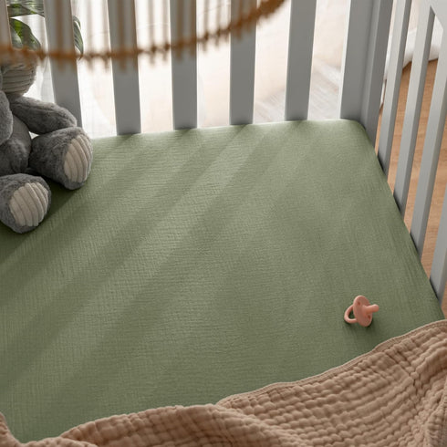 Muslin Fitted Crib Sheet, Extra Soft 100% Muslin Cotton Crib Sheets for Standard Crib and Toddler Mattresses by Comfy Cubs...