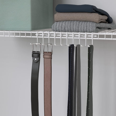 ClosetMaid Hanging Rack for Ties, Belts, Scarves, Jewelry, 10 Hooks, Attaches to Wire Shelving or Wall Mount, Durable Steel, White...