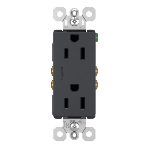 Legrand radiant 885TRGCC12 15 Amp Tamper Resistant Decorator Duplex Outlet, Side Wire or Push Wire, Graphite (1 Count)......