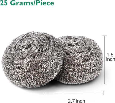 COOLJOB 6/12 Pack Stainless Steel Scrubber Sponges, Heavy Duty Tough Metal Scouring Pads for Dishes, Pans, Pots, Ovens, Uncoated Cookware, Powerfu...