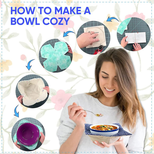 365Home Bowl Cozy Template 3 Sizes, Bowl Cozy Pattern Template Cutting Ruler Set with 40 Pcs of Sewing Pin and Manual Instruction...