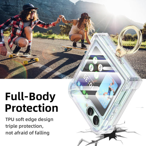 HOGGU for Samsung Galaxy Z Flip 6 Case with Hinge Protection & 360°Ring Holder Kicks-Stand, Support Wireless Charging Protective Phone Case for Sa...