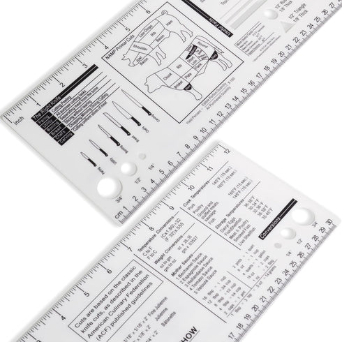 Culinary Ruler Acrylic Cutting Reference Template Cooking Measurement for Food Essential Kitchen Tool with Weight Temperature Baking Conversion Ch...