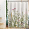 Long Vintage Floral Shower Curtain 72 x 78 Inch, Wildflower and Herb Shower Curtain with 12 Hooks, Waterproof Fabric Flower Bathroom Shower Curtai...
