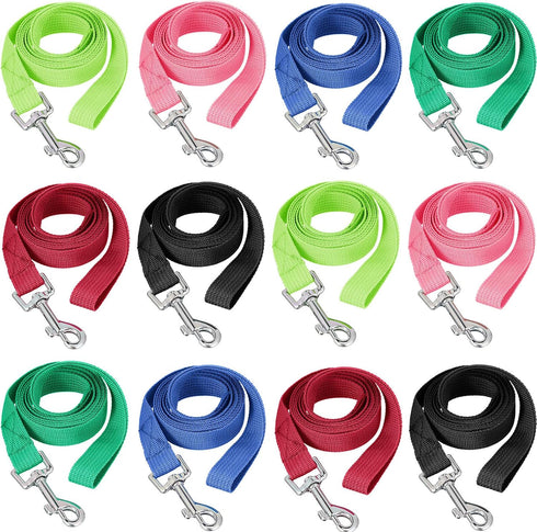 12 Pieces Long Training Leash for Dogs Bulk Nylon Puppy Chain Leash for Small Medium Large Dogs 3/4 Inch Puppy Traction Rope for Training Playing ...