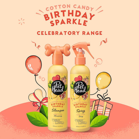PET Head Dog Deodorizer Spray 10.1fl oz, Birthday Sparkle, Cotton Candy Fragrance, Ideal for Dogs with Sensitive Skin, Dog Birthday Present, Vegan...