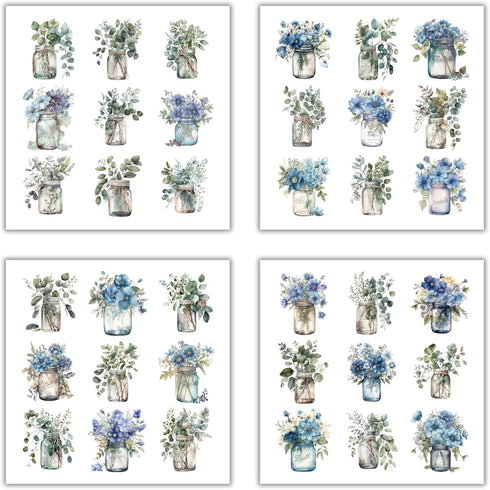 162 Pcs Mason Jar Four Seasons Sticker Book for Journaling Notebooks, Sketchbook, Bookmark Making, Junk Journal, Budget Planner, Scrapbook Art Sup...