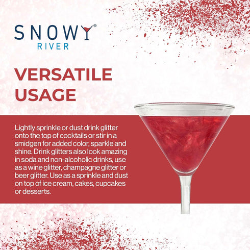 Snowy River Edible Cocktail Glitter - All Natural Edible Beverage Glitter for Cocktails, Wine, Champagne & Soda, Perfect for Parties or Dusting Ca...