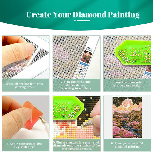 YOYA 2 Pack 5D Diamond Art Painting Kits, Diamond Painting Mountain Kits, Landscape Moon Diamond Art Kits for Adults, Abstract Scenery Paint with ...