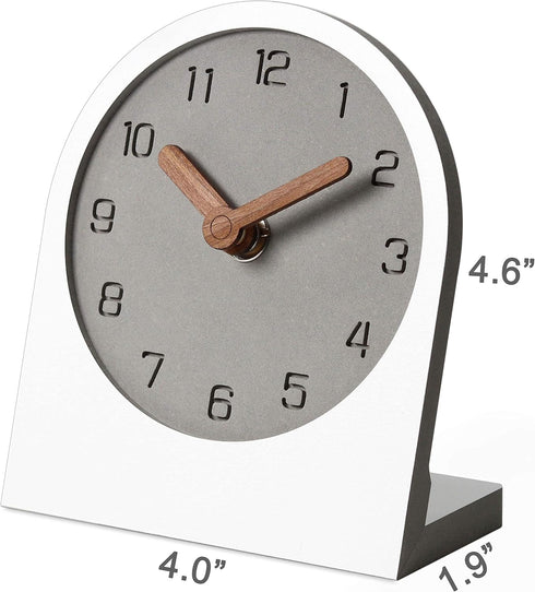 Wooden Silent Non-Ticking Battery Operated Decorative Small Mini Analog Modern Shelf Desk Table Mantel Clock for Home, Office, Living Room, Bed Ro...