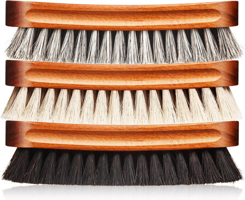 3 Pcs Horsehair Shoe Brush Kit Polishing Daubers Applicators Leather Care Brushes Shine Cleaning Brush(Shoe Brush Set C)...