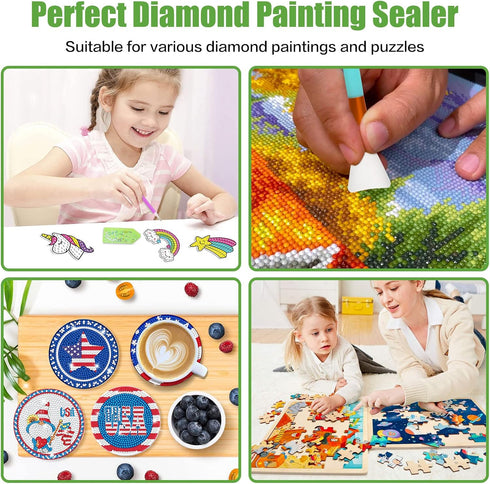 Diamond Painting Sealer Kits 15 OZ with Brushes, Diamond Art Coaster Glue Diamond Sticker Sealer Puzzle High Gloss Glue, 3 Pack 5 OZ Each Bottle...
