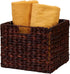 Household Essentials Wicker Open Storage Bin for Shelves, Dark Brown...