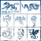 8 Pcs Dragon Stencils Airbrush Stencils Tattoo Stencil Paint Stencils Reusable Plastic Dragon Stencil for Painting on Wood Furniture Wall DIY Craf...
