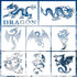 8 Pcs Dragon Stencils Airbrush Stencils Tattoo Stencil Paint Stencils Reusable Plastic Dragon Stencil for Painting on Wood Furniture Wall DIY Craf...