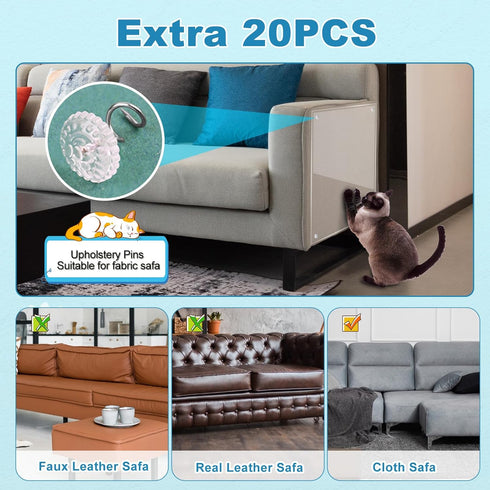 Cat Scratch Furniture Protector, 11.8"x196.8"Couch Protector from Cat Claws Cat Scratch Deterrent Furniture Protectors, Single-Sided Sticky Clear ...