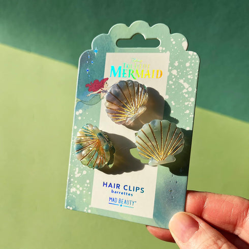 Mad Beauty Disney The Little Mermaid Ariel Hair Clips 3-Pack | Iridescent Seashells | Novelty Beauty, Cosmetic, and Skincare Gifts for Women, Adul...