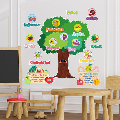 Fulmoon Fruit of The Spirit Bulletin Board Set Bible Religious Back to School Cutouts for Kids Sunday School Classroom Tree Wall Decor Educational...