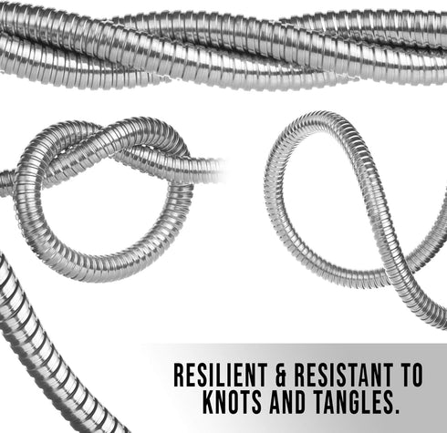 Tardigrade Steel Hose 1FT Metal Garden Hose Short - 304 Stainless Steel Water Hose 1 FT Dog Chew Crush Proof, Flexible, Heavy Duty Brass No Kink, ...
