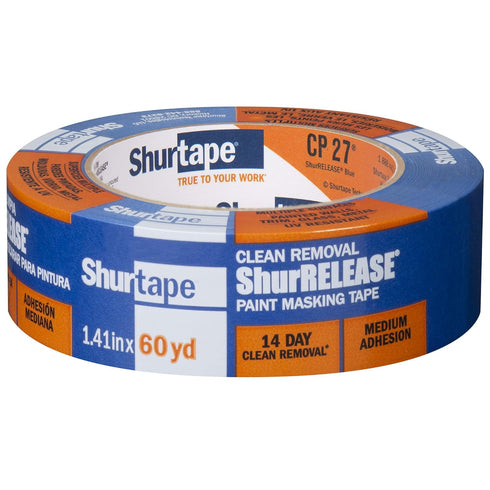 Shurtape CP 27 14-Day ShurRELEASE Painter's Tape, Multi-Surface, 36mm x 55m, Blue, 1 Roll (202879)...
